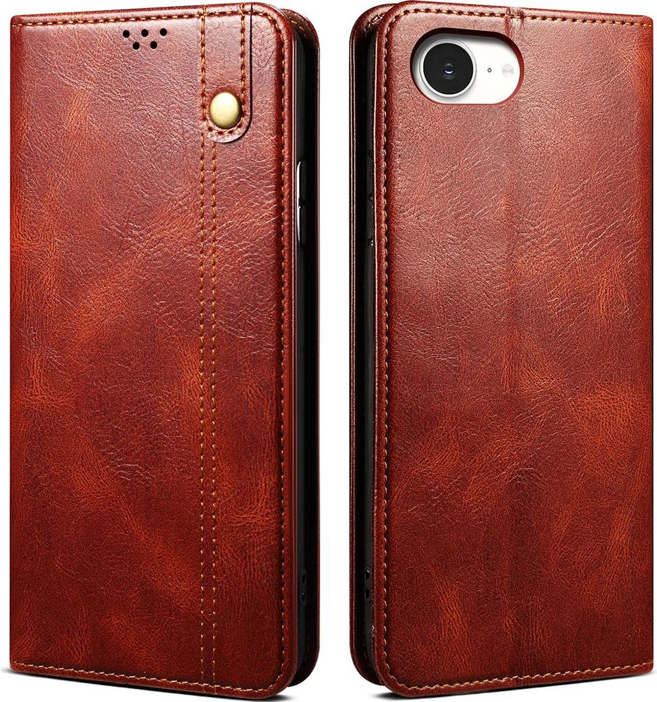 Hülle für iPhone 16e/iPhone 17e Leder Brieftasche Schutzhülle mit Standfunktion Rot