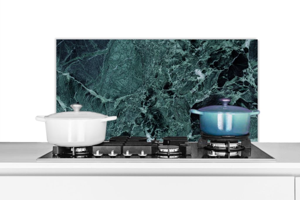 KitchenYeah Spritzschutz Küche - Küchenrückwand - Wandschutz für Herd und Spüle - Marmor - Stein - Textur - Marmoroptik - Design 80x40 - Alu...