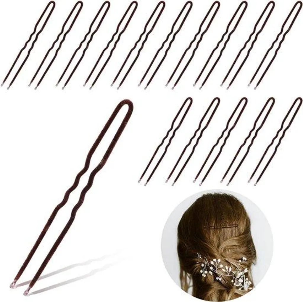 Épingle à cheveux floquée marron 7,5 cm : fixation forte style français