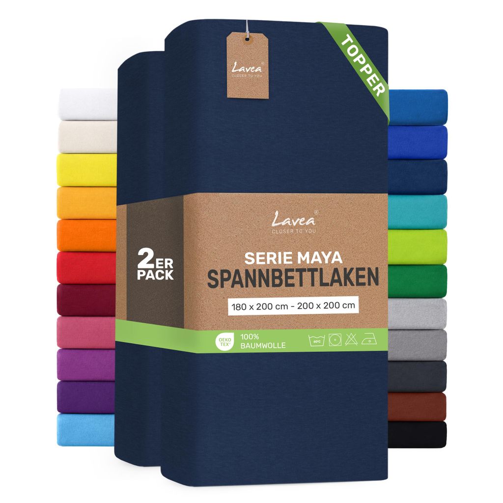 Lavea® 2er Pack Topper Spannbettlaken 180/200x200 cm, Produktbild 