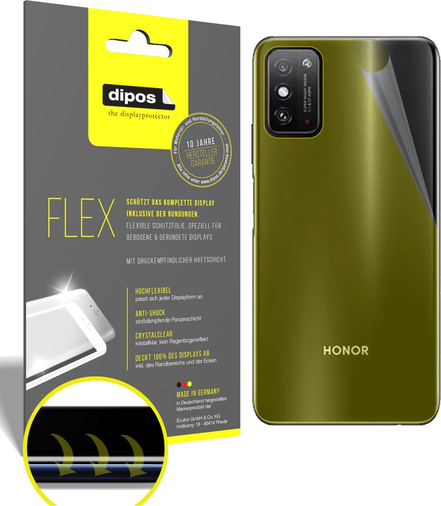 2x Schutzfolie für Honor X10 Max 5G Rückseite inkl. Rundung 3D Full Cover Flex