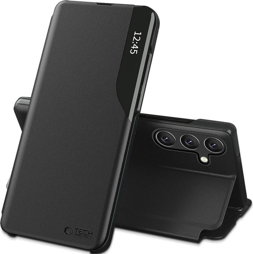 Handyhülle mit Klappe für Galaxy A57 5G, Tech-Protect Smart View, Schwarz