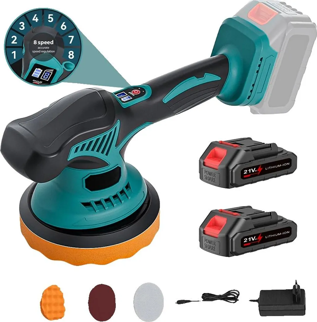 Polisseuse Automatique sans Fil 8 Vitesses avec 2 Batteries 12V 2.0Ah