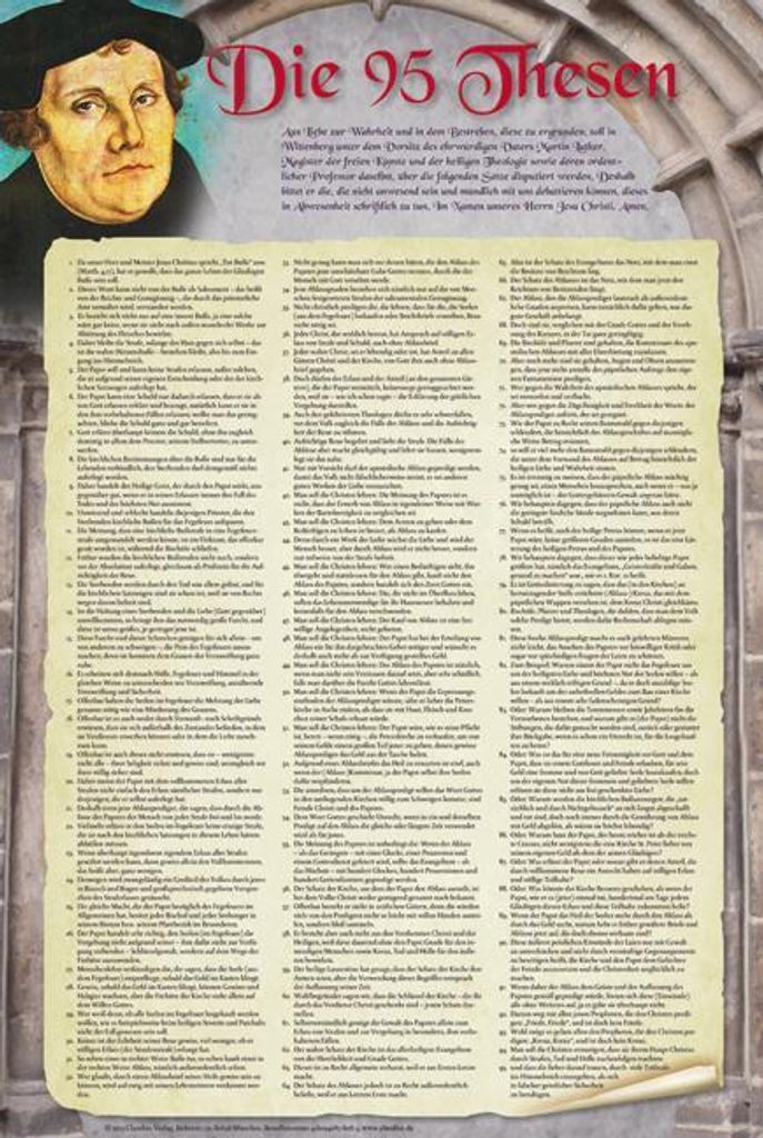 Die 95 Thesen nach Martin Luther