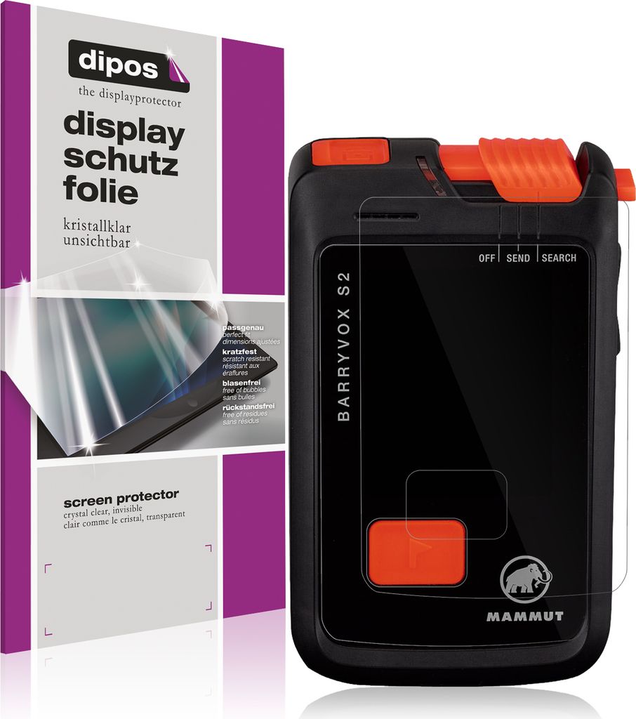 2x Schutzfolie für Mammut Barryvox S2 klar Displayschutzfolie Folie Display Schutz dipos