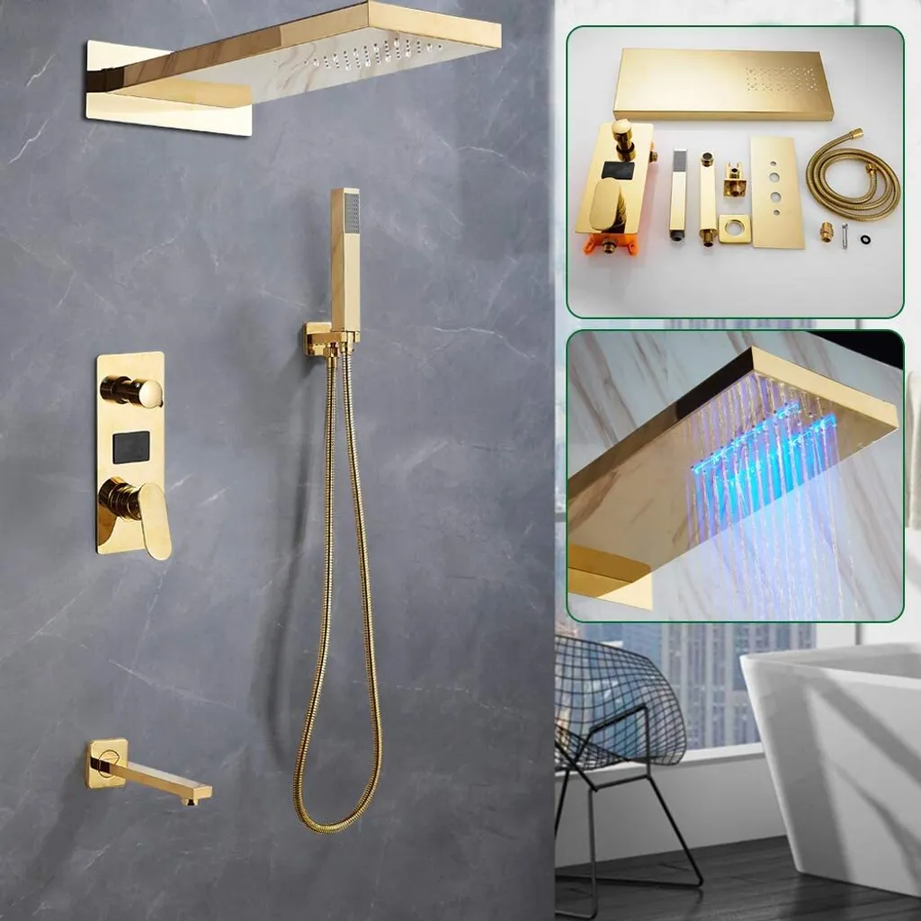 Set de douche encastrable complet avec ciel de pluie et mitigeur digital - 2