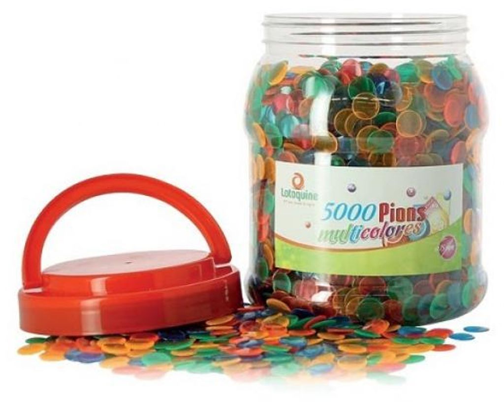 Boite de 5000 pions de loto multicolores - jetons marquage Image du produit 