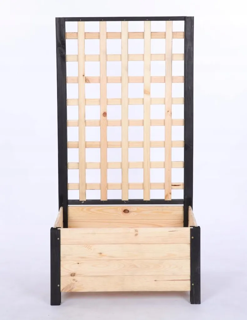 Pot de fleurs avec treillis pour plantes grimpantes - Brise-vue bois stable