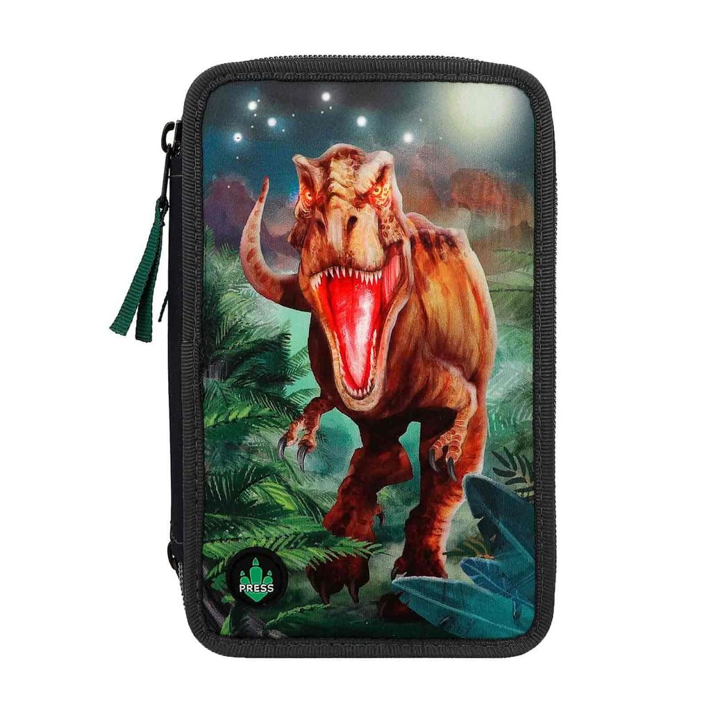 Depesche Dino World 3-komorový penál LED šedý Obrázek produktu 