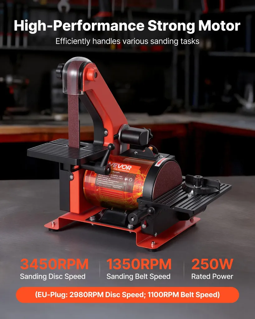 Combiné ponceuse à bande et à disque 250 W pour travail du bois et métal - 2