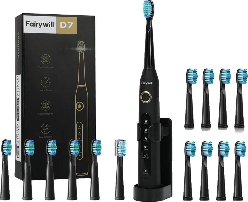 Brosse à dents électrique Sonic D7 Noir-FW02-2 pour un sourire éclatant
