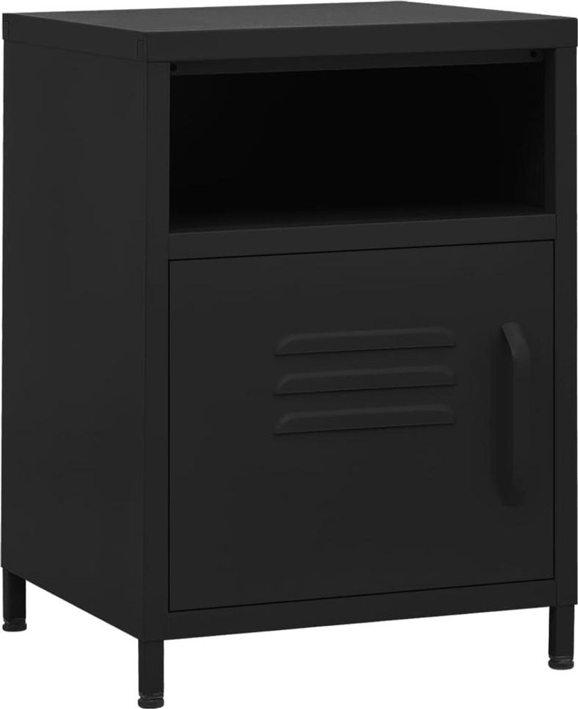 vidaXL Nachttische 2 Stk. Schwarz 35x35x51 cm Stahl