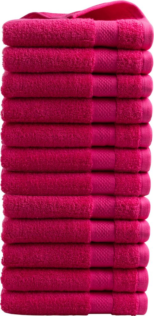 DoubleDry Hotel Kollektion Handtücher Set - 12 Teilig - 100% Baumwolle - 500 g/m² - Weich - 50x100 cm - Rosa
