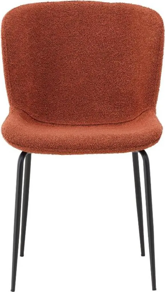 Modesto Chaise Design Bouclé Rouge avec Assise Rembourrée et Pieds Noir