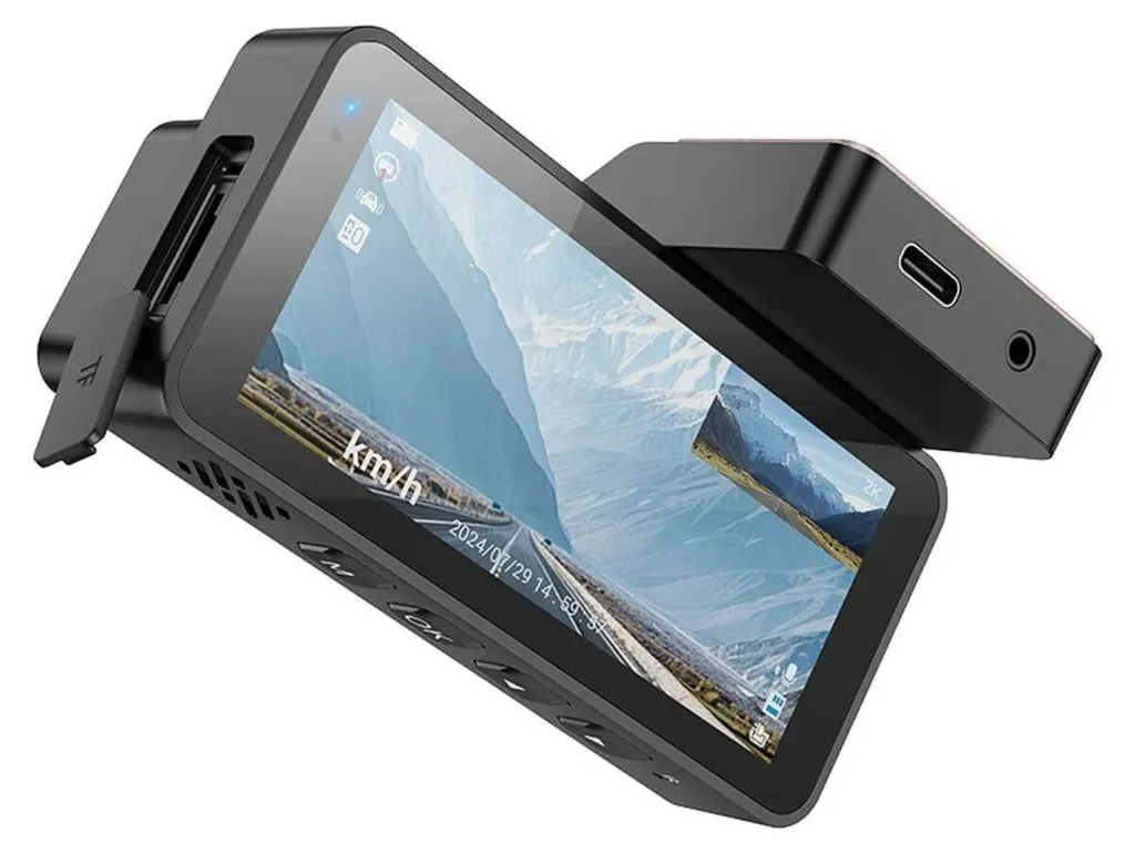 Caméra de Voiture Double Objectif 2K avec GPS Intégré Hoco DV12 Gris