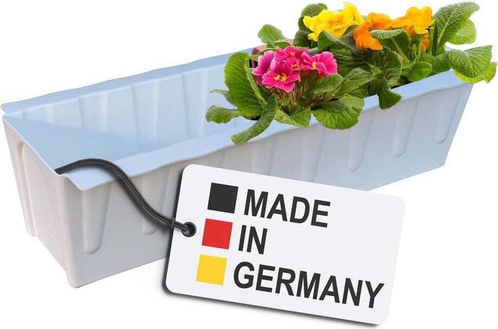 BURI Euro-Paletten Blumenkasten | 37,3cm Weiß | Pflanzkasten für Europalette Palette | Balkonkasten | Blumentopf | aus stabilen Kunststoff | Germany