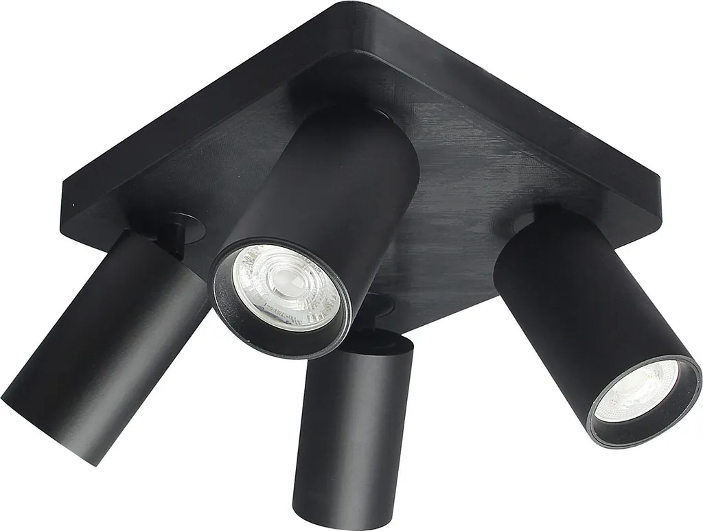 Plafonnier 4 spots GU10 métal noir mat Yorli 73084 luminaire intérieur