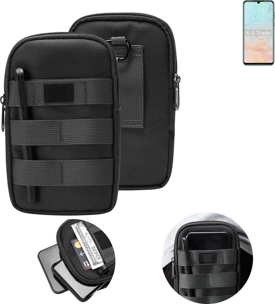 K-S-Trade Holster Gürtel Tasche kompatibel mit Doogee N20 Pro Handy Tasche Schutz Hülle dunkel-grau viele Fächer, 1x