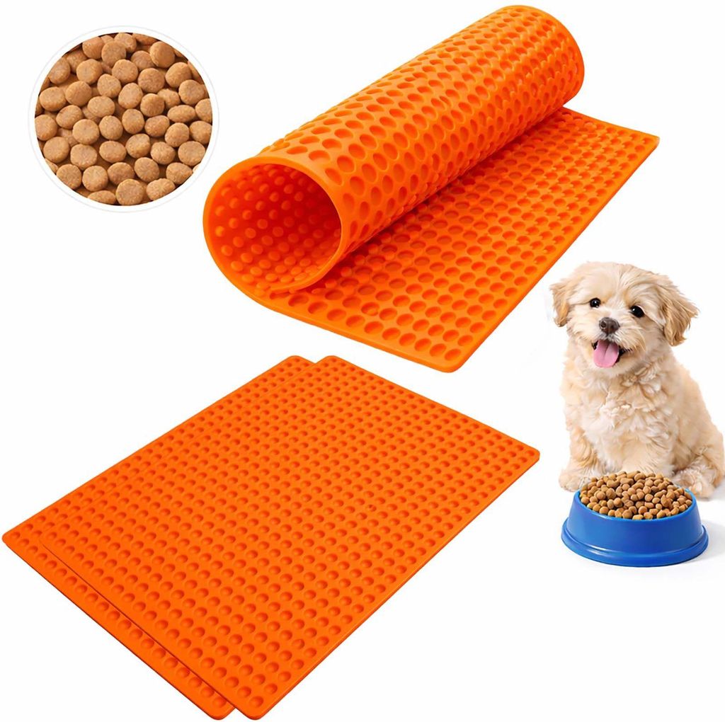 BURI 3x Backmatte 39,5 x 27,7 cm Hundekekse für Mini Halbkugel (1cm Ø) Leckerlis, Silikon Backform, Backunterlage für Backblech, Diätmatte, Hit...