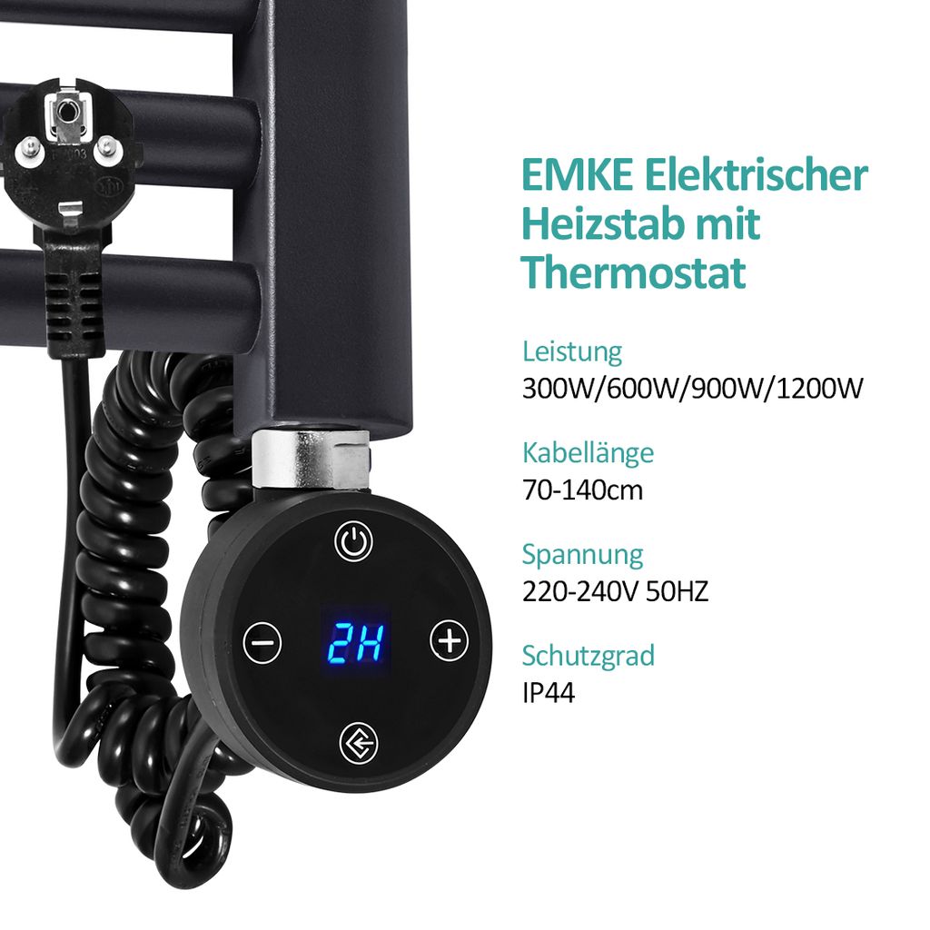 EMKE Heizstab 300W-1200W Heizstab mit Thermostat, Heizpatrone für