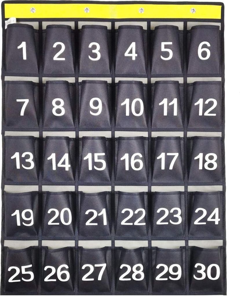 Halter für nummerierte Handys und Taschenrechner, Taschendiagramm für das Klassenzimmer, Wand-/Tür-Organizer zum Aufhängen für Kleinigkeiten (...