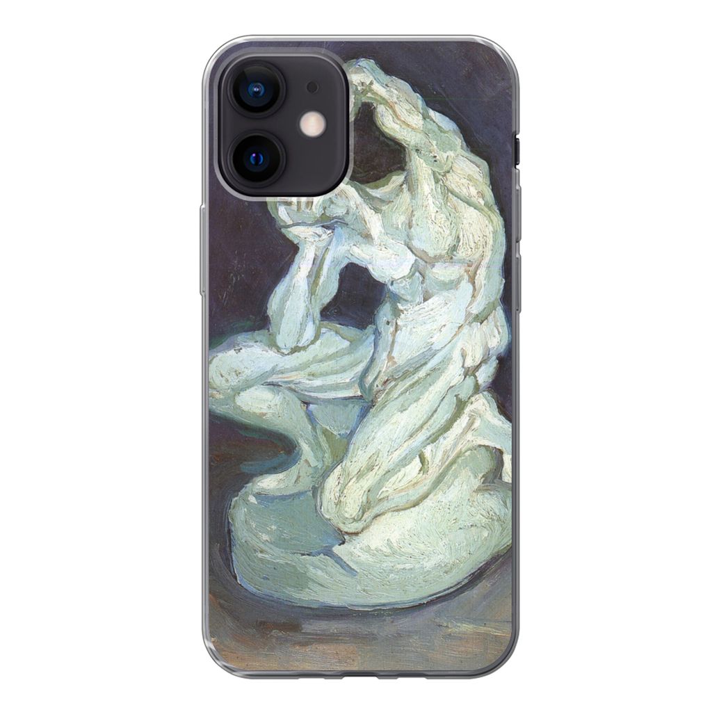 MuchoWow Handyhülle Schutzhülle Hülle für iPhone 12 Gipsskulptur eines knienden Mannes - Vincent van Gogh Silikon Softcase Handy Hülle - Sch...