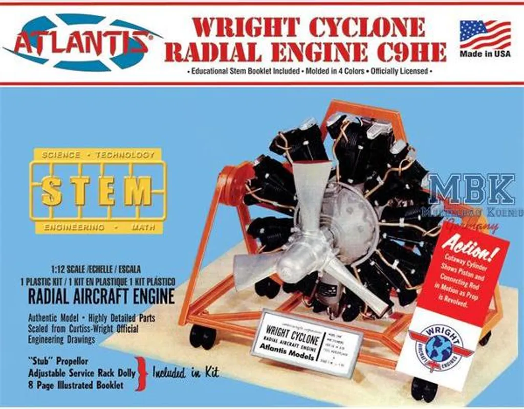 Maquette d'avion moteur Wright Cyclone Atlantis ALM6052 échelle 1:12