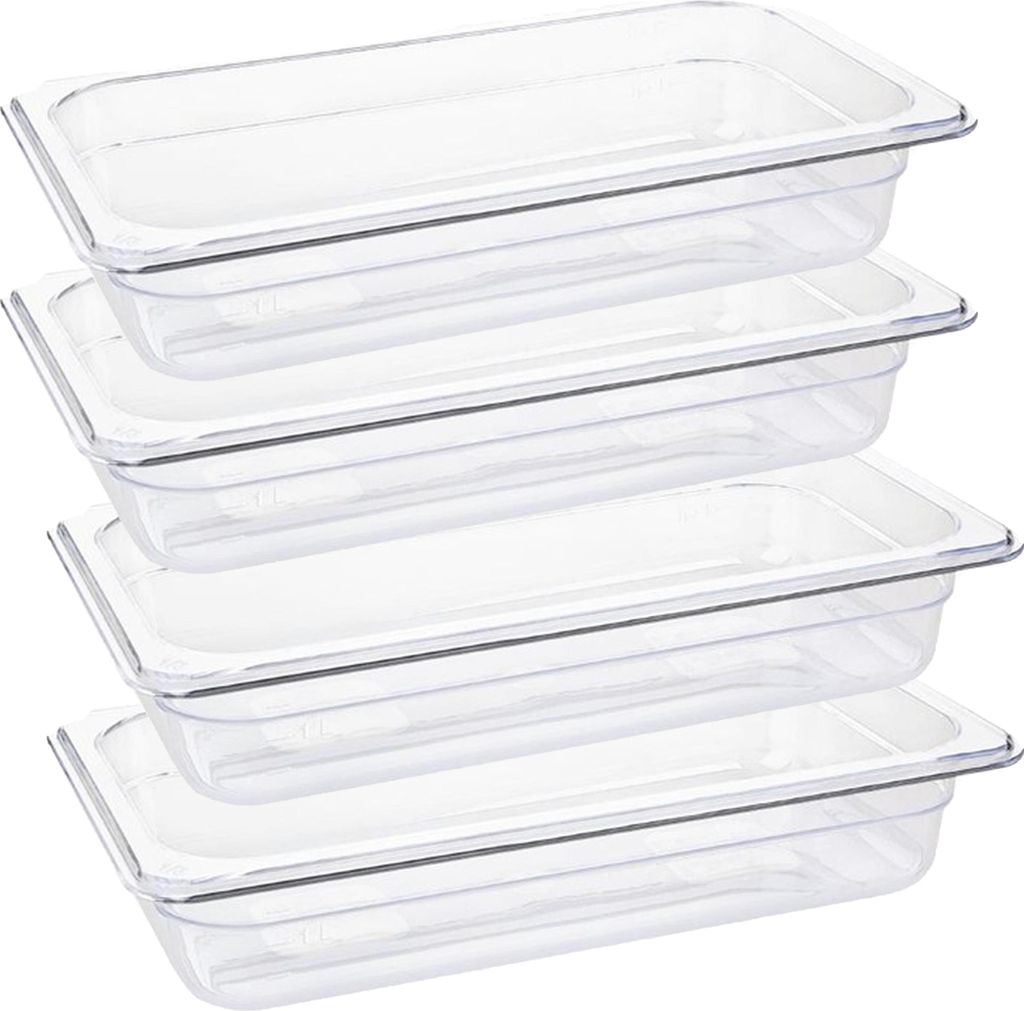 Vogue GN-Behälter GN1/3 - 6,5cm - 4 Behälter - Polycarbonat