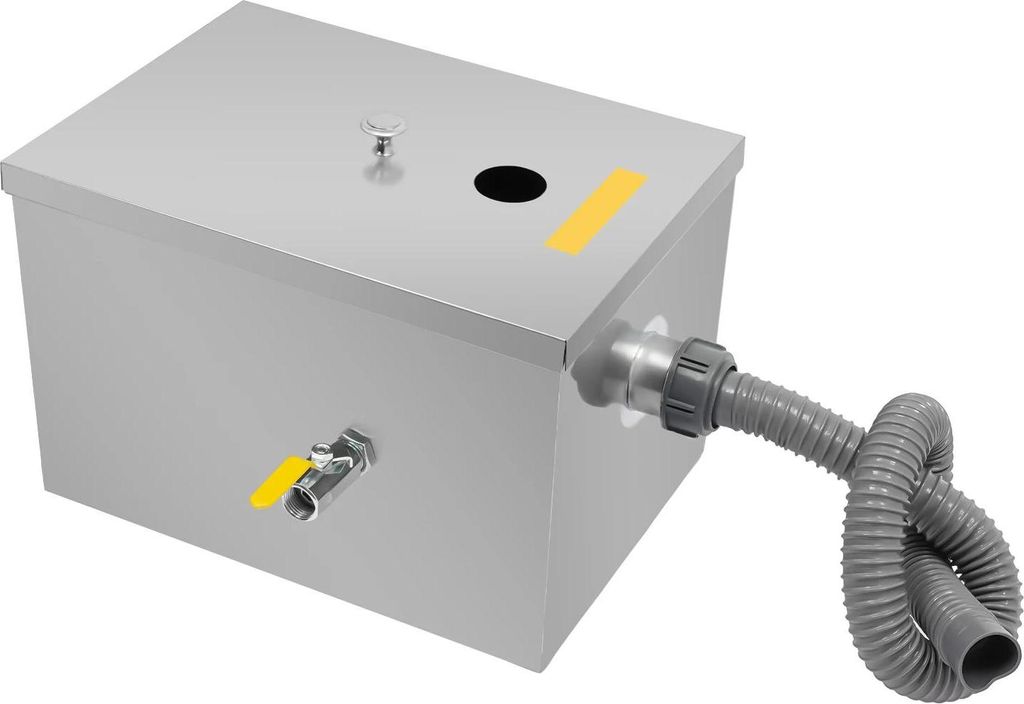 Fettabscheider - Automatischer Öl‐Wasser‐Separator - Edelstahl - 18–20 L - 4‐Stufige Filtration - 35×25×23 cm - Silber