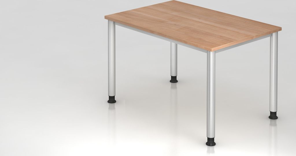 Sitz-Steh-Schreibtisch Olavi | Nussbaum | Breite 120cm | Höhe 68,5-81cm | stufenlos höhenverstellbar | Rechteckform