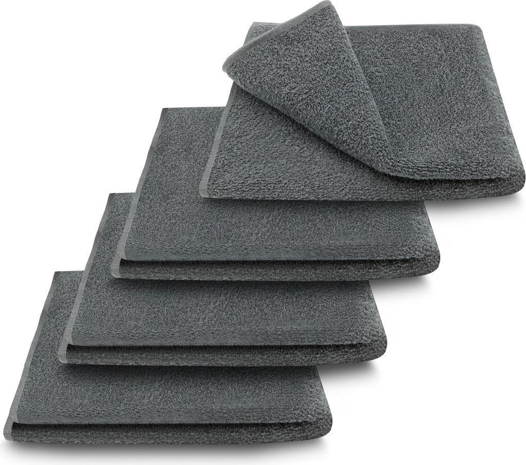 4x ARLI Gästetuch 30 x 50 cm Anthrazit / Grau - 100% Baumwolle ( 4er Set / Pack )