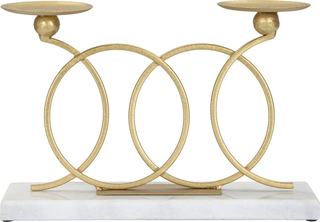 Bougeoir centre de table doré Infini 2 feux pour décoration de mariage
