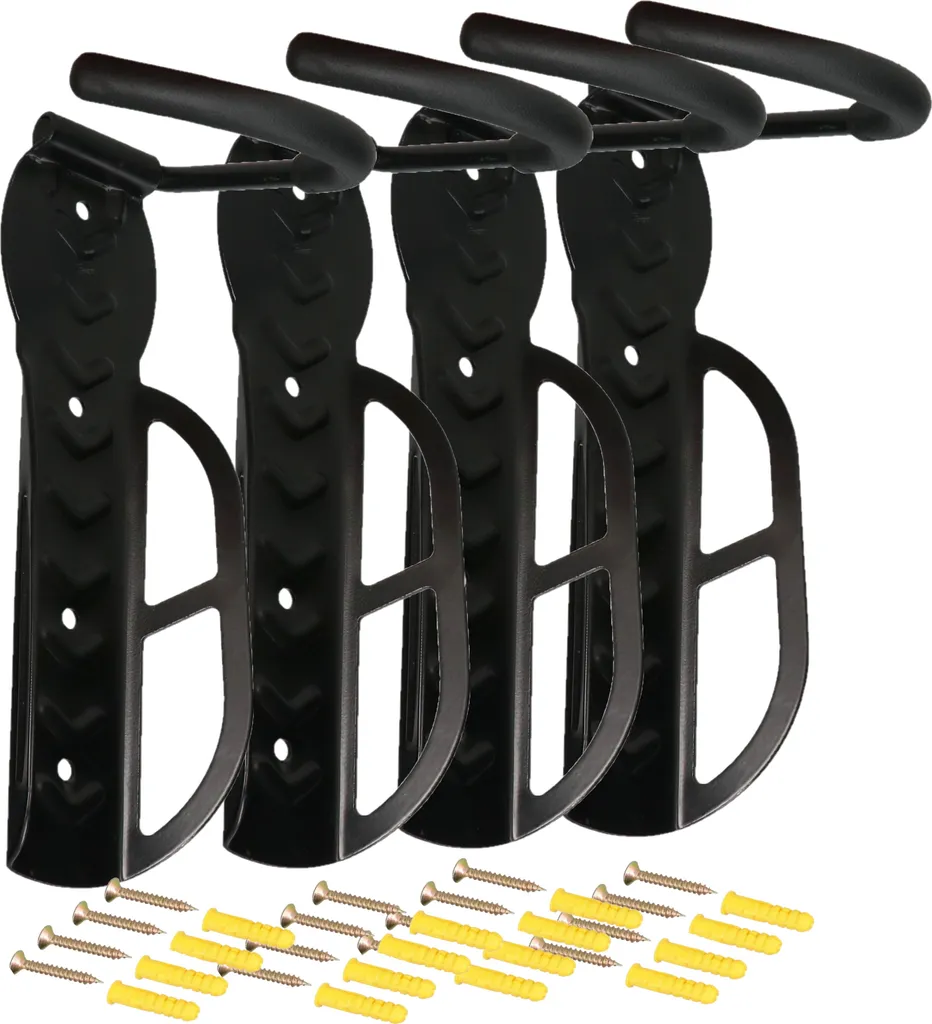 Support de Vélo Mural 30kg en Acier - Lot de 4 Crochets Porte-Vélos