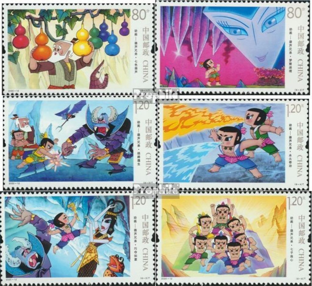Briefmarken Volksrepublik China 2020 Mi 5205-5210 (kompl.Ausg.) postfrisch Die Kalebassenbrüder