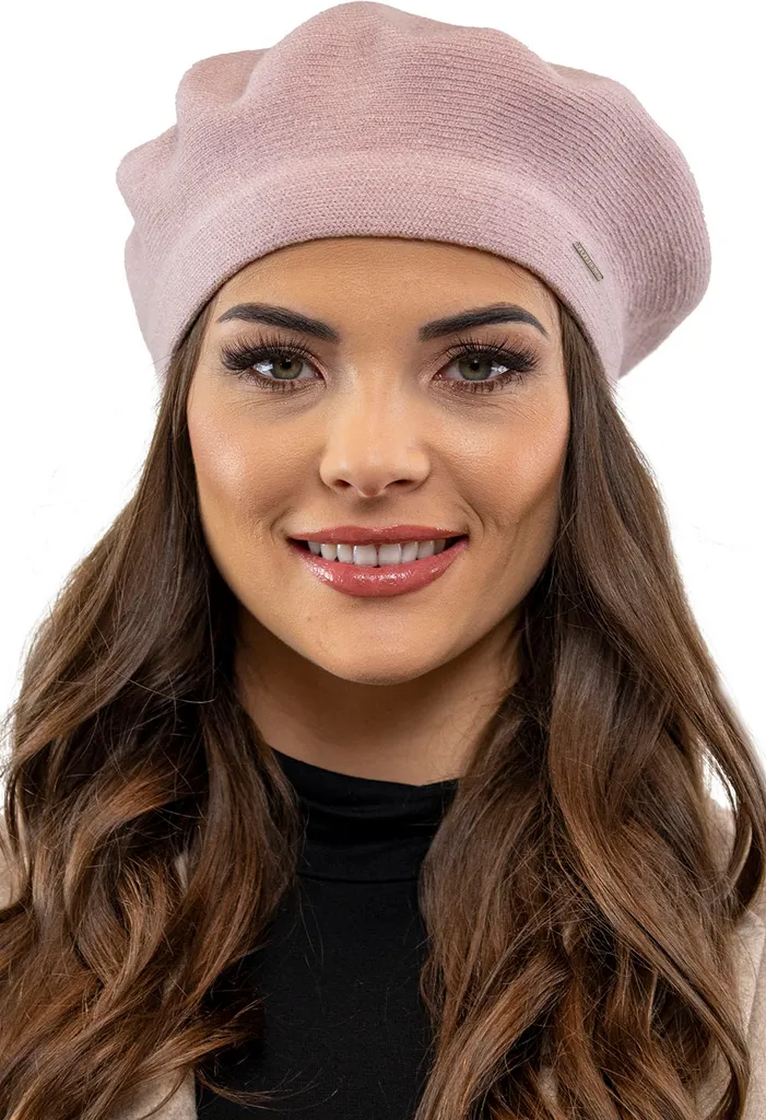 Béret Femme Rose Taille Unique - Bonnet Chaud en Tricot Souple et Doux