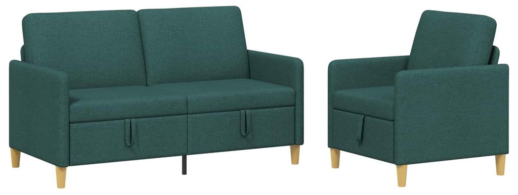 vidaXL Sofa Set mit Stauraum 2 pcs Dunkelgrün Polyester