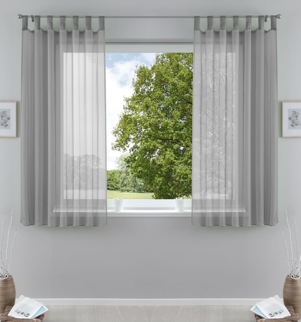2er-Pack Gardinen Transparent Vorhang Set Wohnzimmer Voile Produktbild