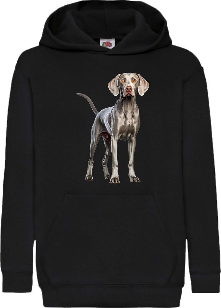 Kinder Kapuzenpullover Dogs Breeds Weimaraner Dog Breed 005, 9-11 Jahr - 140 / Schwarz