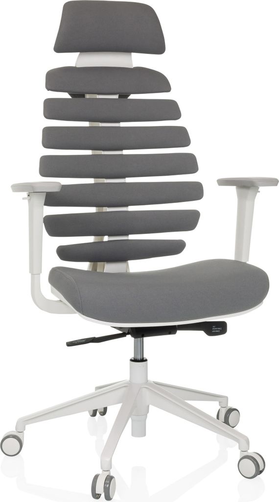 hjh OFFICE Profi Bürostuhl ERGO LINE W Ergonomischer Schreibtischstuhl mit Armlehnen Stoff Smokey Elegance Drehstuhl für Büro, Zuhause