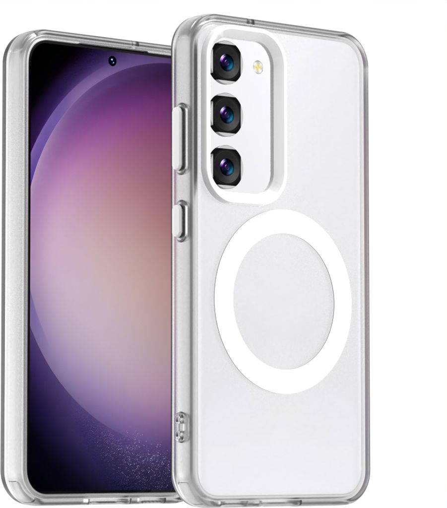 Handyhülle für Samsung Galaxy S23, Hülle Kompatibel mit MagSafe, Schlank Durchscheinend Matt Stoßfest Schutzhülle Weiß