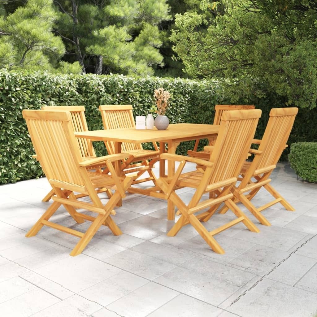 7-tlg. Garten-Essgruppe Massivholz Teak , Gartenmöbel-Sets Design 2024