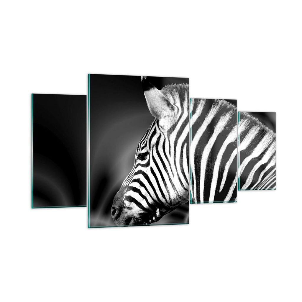 Bilder auf glas - Tier Zebra Streifen - 160x90cm - Glasbilder - Wandbilder - Kunstdruck - zum Aufhängen bereit - Wanddekoration aus Glas - Glas Bi...