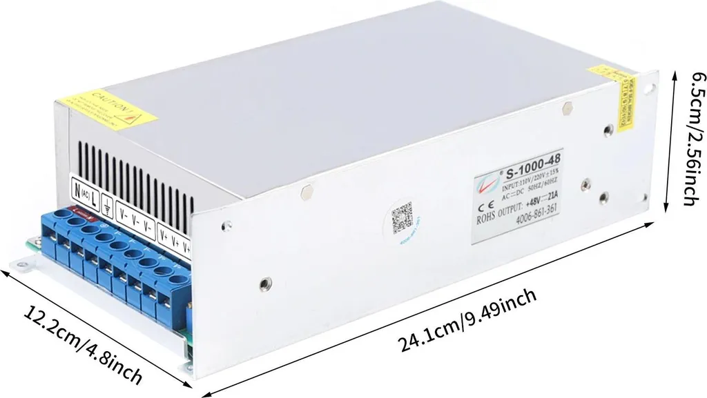 Alimentatore Industriale 48V DC 1000W 20A - Ingresso Monofase 220V - 5