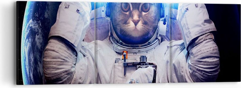 Bild auf Leinwand - Leinwandbild - Kosmonaut Katze - 90x30cm - Wand Bild - Wanddeko - Wandbilder - Leinwanddruck - Bilder - Kunstdruck - Wanddekora...