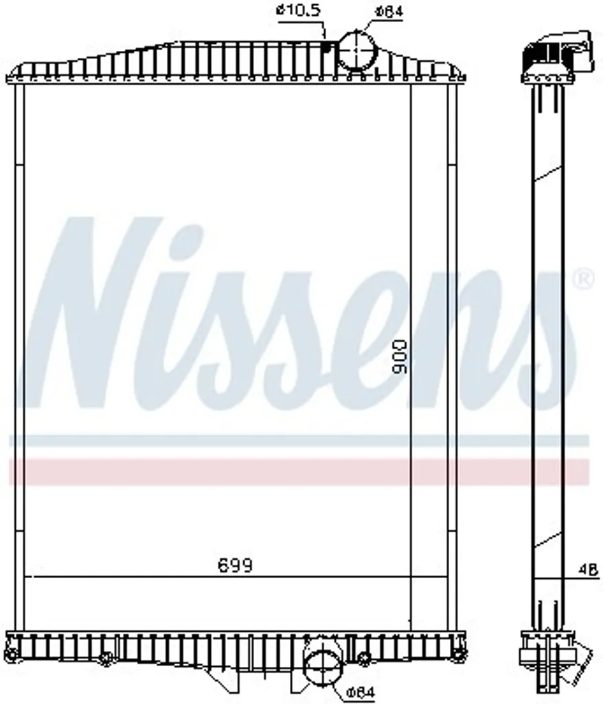 Radiateur moteur Nissens 654630 pour camions Volvo FH12 et FM10