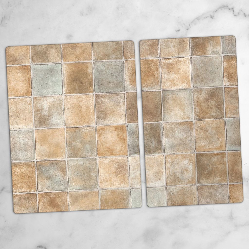 Glas-Herdabdeckplatten Glaskeramikkochfeld-Abdeckung Spritzschutz Schneidebrett Zweiteilige Glas 70x52 cm Mosaikfliesen