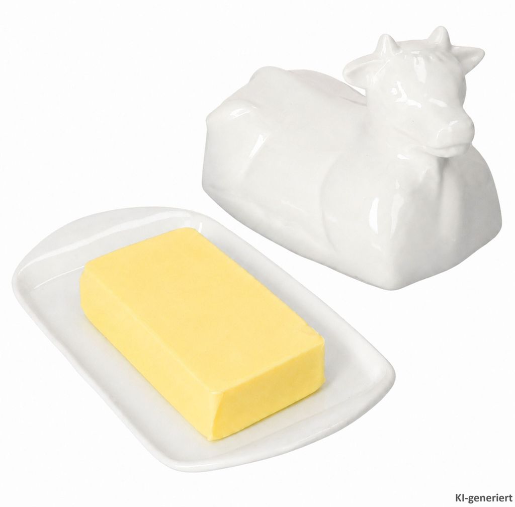 Porcelánová dóza na máslo ve tvaru krávy s víkem, bílá a Obrázek produktu 