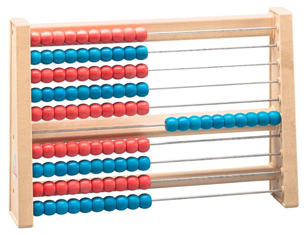 WISSNER aktiv Lernen – 100er Rechenrahmen rot/blau aus RE-Wood , nachhaltig, schadstofffrei, PEFC-, Grundschule & Mathematikunterricht, h