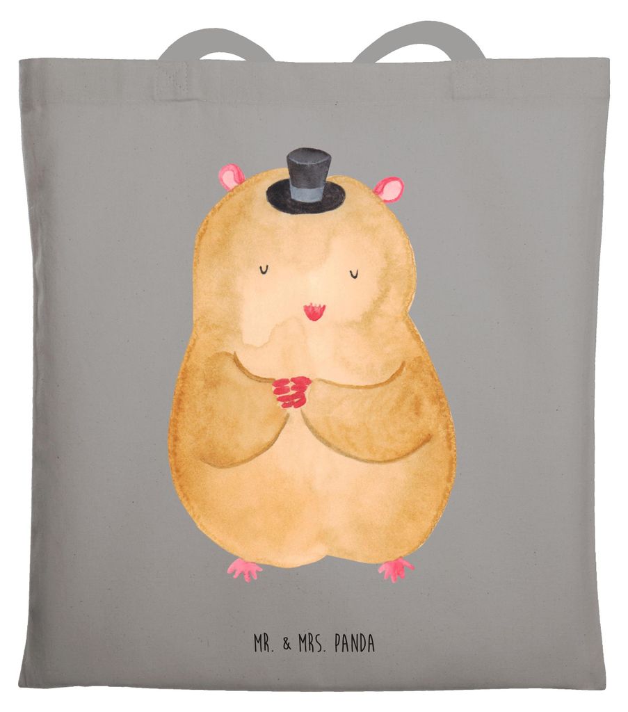 Mr. & Mrs. Panda Shopping Tasche Hamster Hut - Light Grey - Geschenk, Jutebeutel, Laptoptasche, Schultasche, Magier, Tote Bag, Lustige Sprüche, Zw...