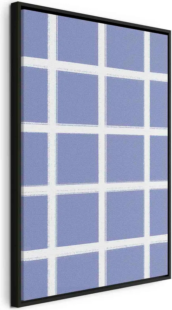 Quadro su Tela Linee e Simmetria 40x60 cm - Arredo Moderno Blu e Bianco